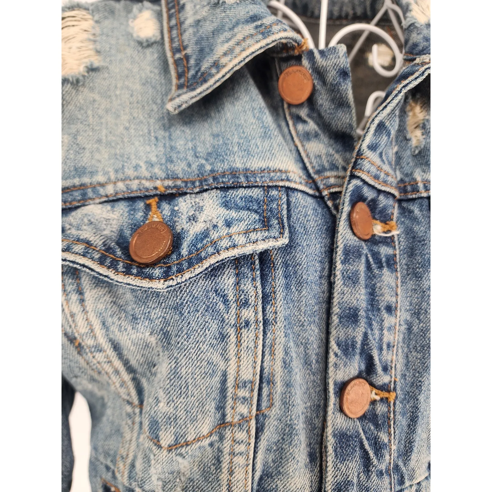 Blank NYC Distressed Denim Jacket - Women's Size XS - Image 5