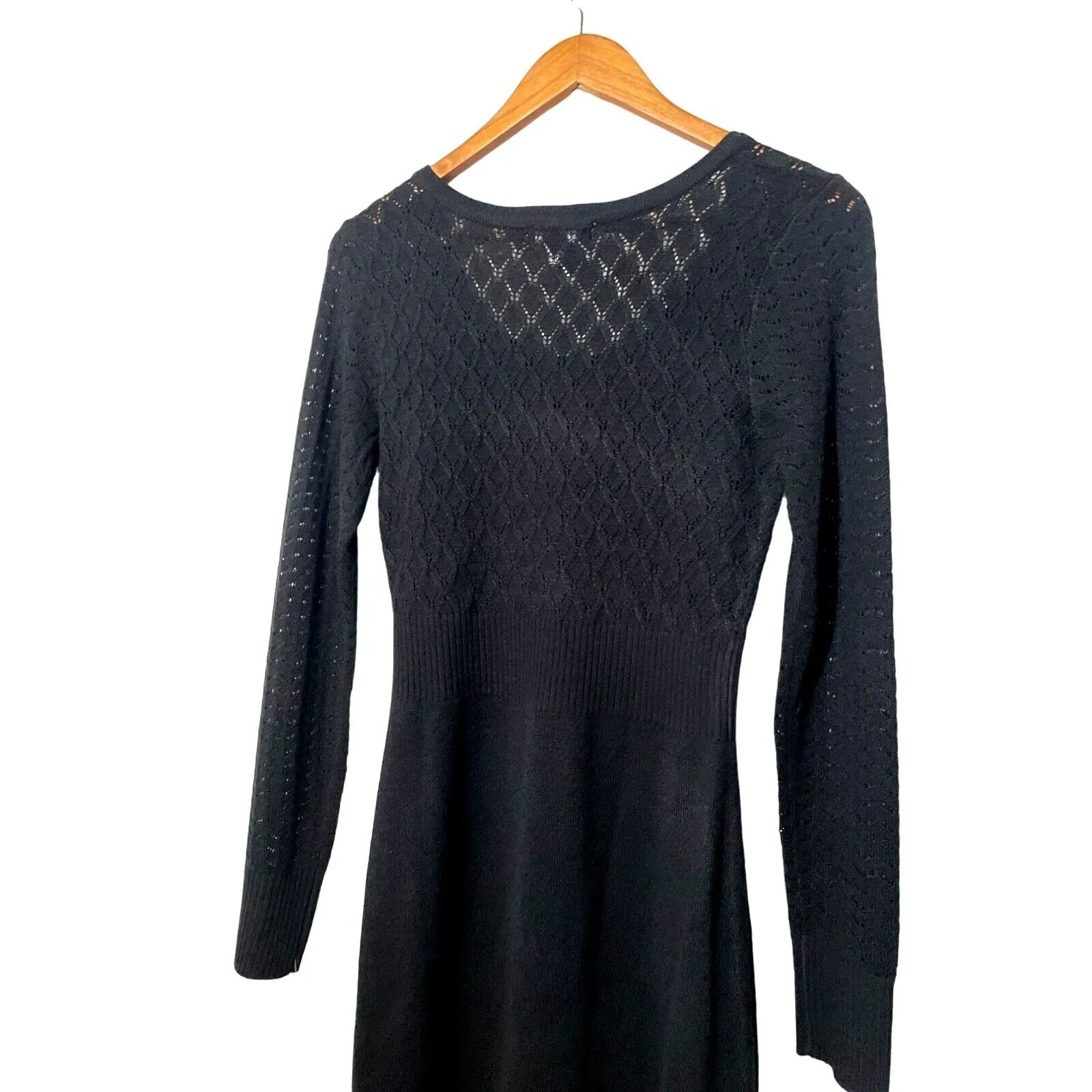 London Times Knit Sweater Dress Long Sleeve Scoop Neck Black NWT Medium - Image 4