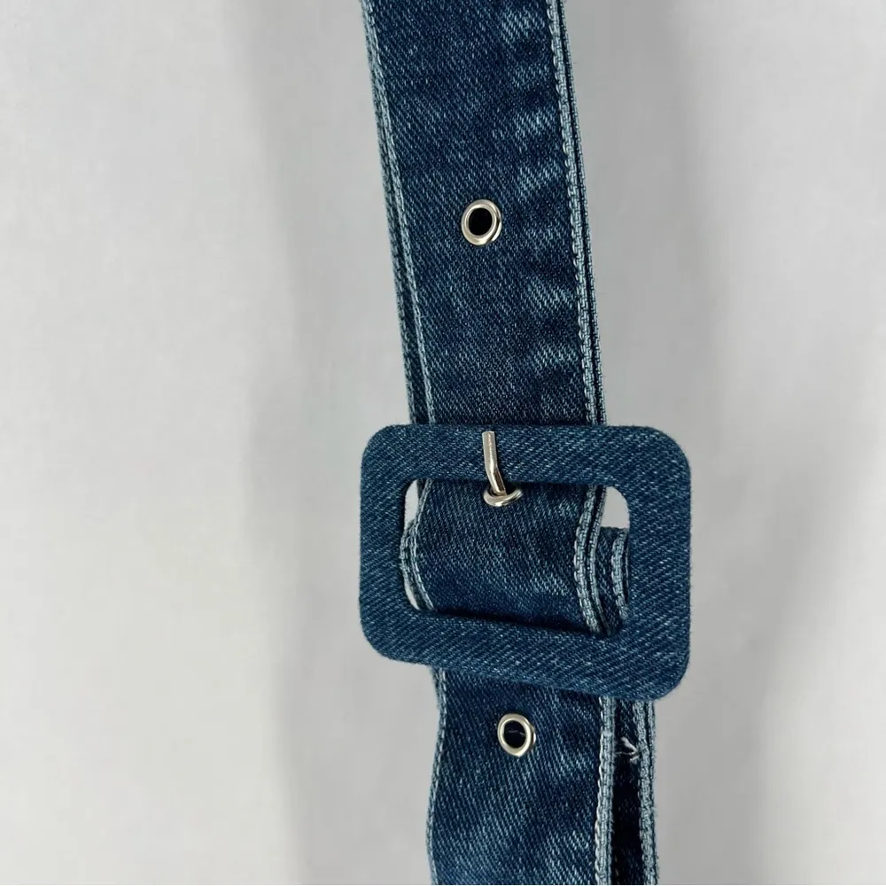 Cloud Ten Denim Skirtall Cotton Dark Wash Button Front Adjustable Straps Overall - Image 4