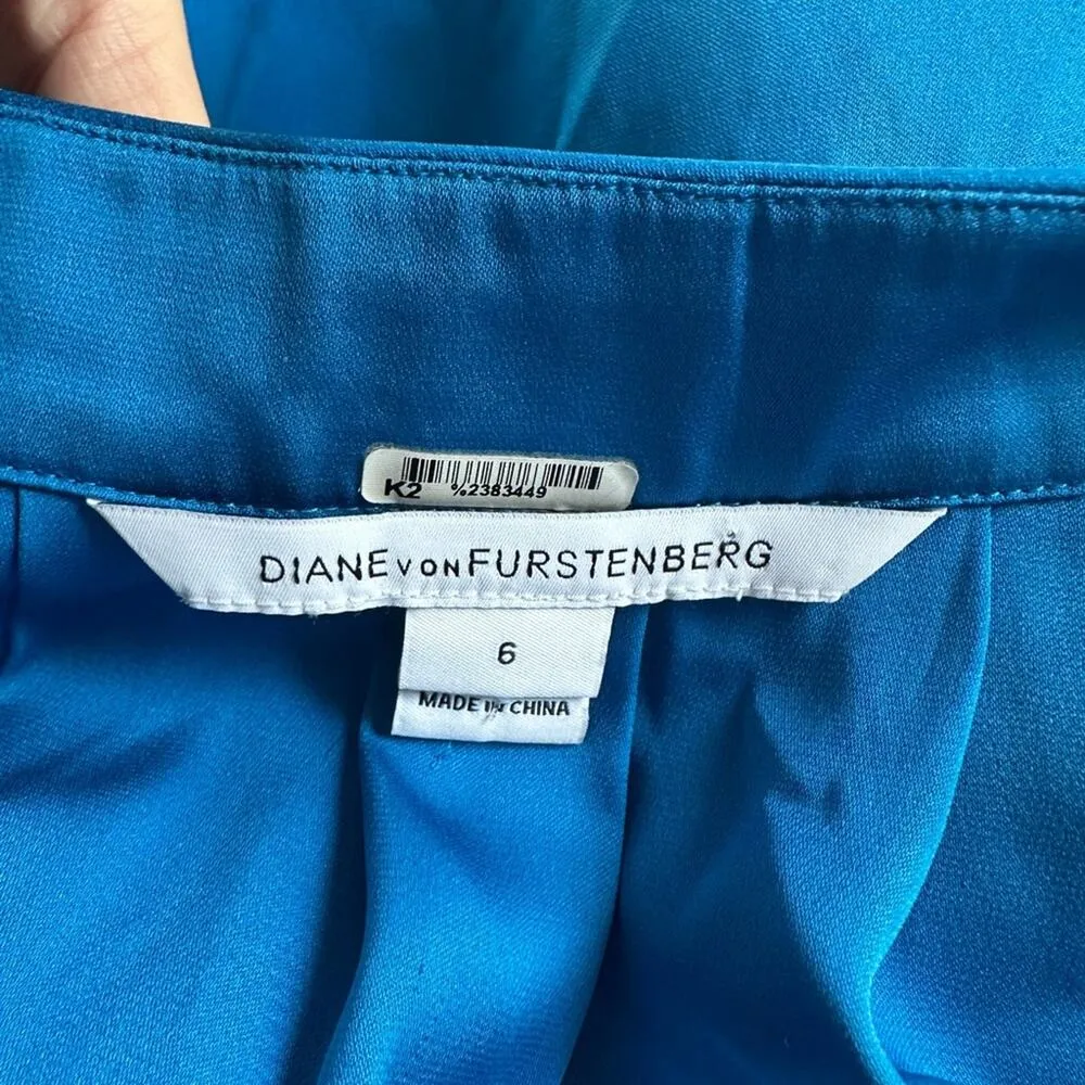 Diane Von Furstenberg Cahil Blouse Silk Blue DVF Minimalist Preppy Summer Office - Image 5
