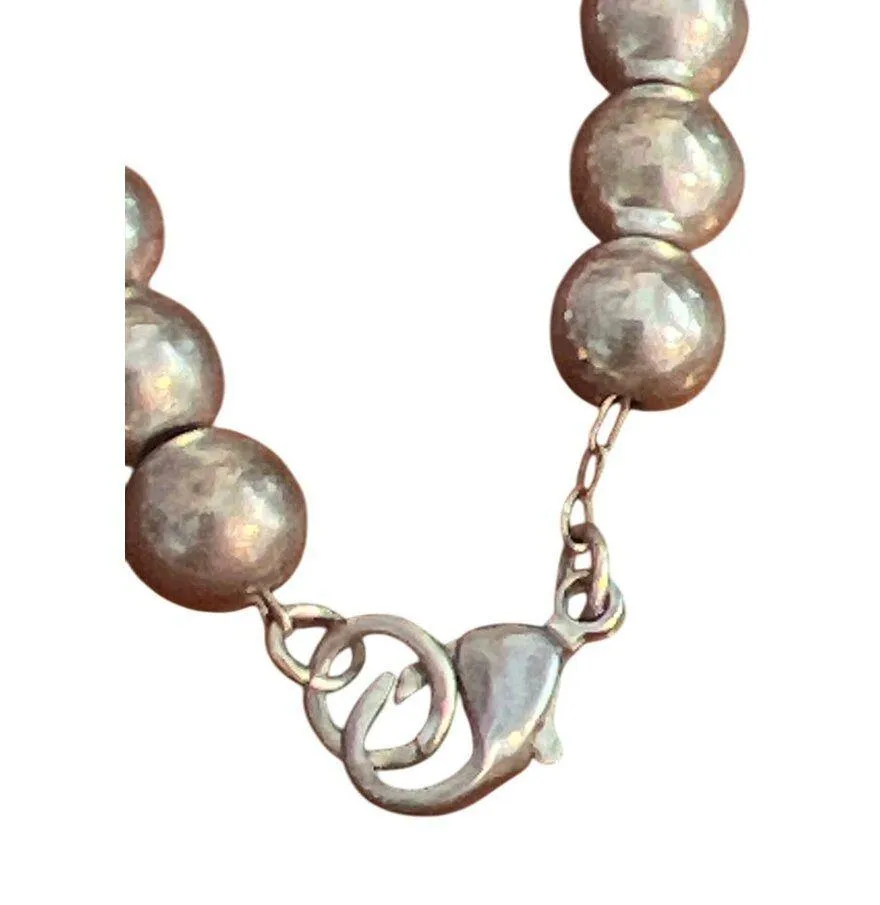Vintage Silver Tone Bead Necklace Chain Estate Classic Lobster Clasp 24" - Image 3