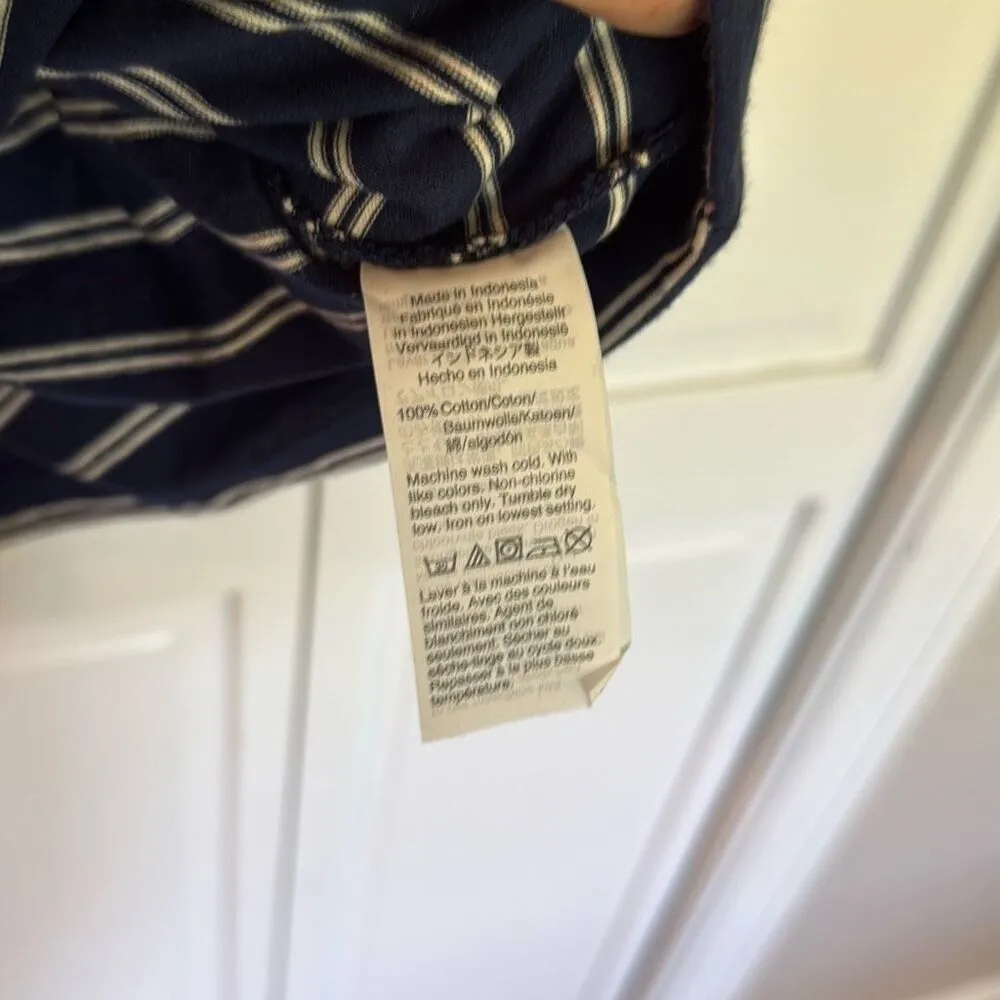 Madewell NWT blue striped crewneck cotton shirt dress small - Image 7