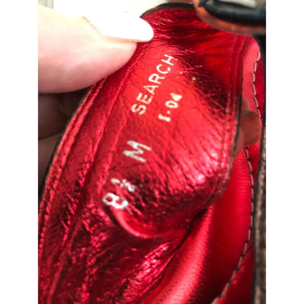 Donald Pliner Couture Peace Metallic Leather Shoe NIB 8.5 Wedge Thong $345 New Orange - Image 5