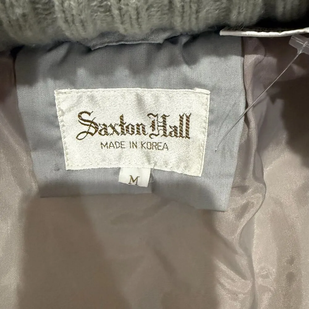 Vtg Saxton Hall Women's Quilted Puffer Coat Medium Gray Hooded Jacket Made Korea - Image 13