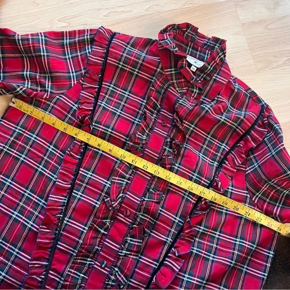 TUCKERNUCK Red Plaid Royal Stewart Tartan Ruffle Reagan Button Size XXL - Image 12