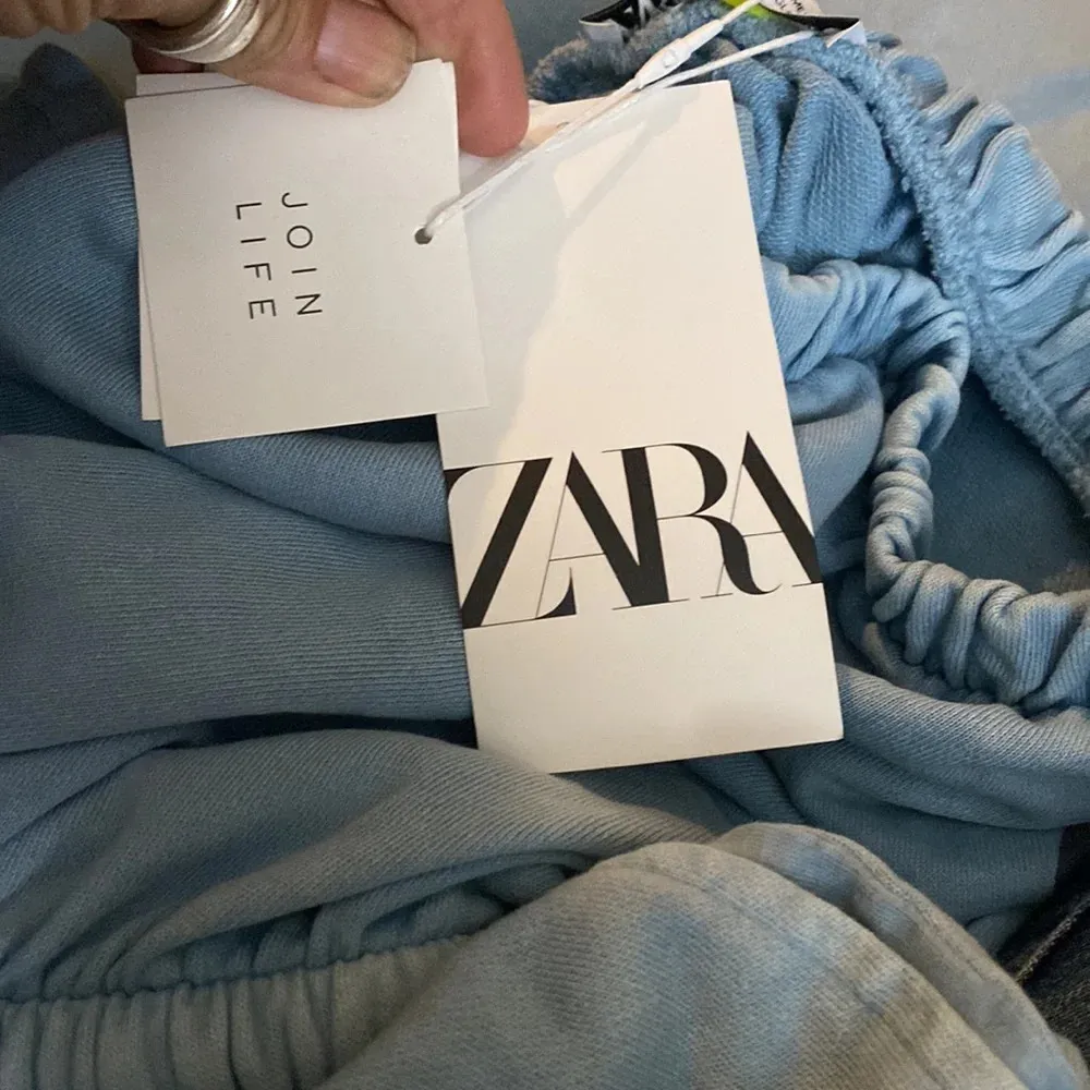 NWT. Zara Blue Washed Effect Long  Strapless Jumpsuit. Size XS. - Image 12