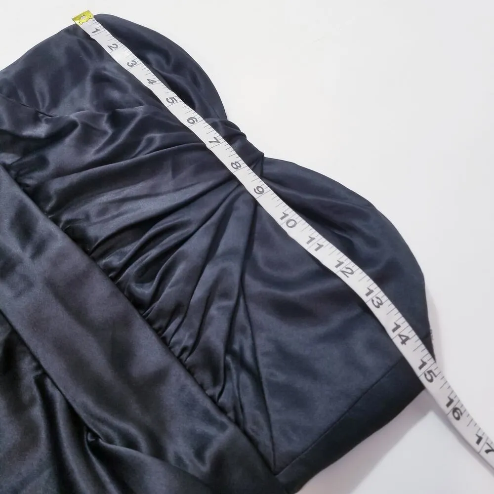 AMSALE Satin Peplum Strapless Long Gown Evening Dress Sweetheart Neckline Black Size 8 - Image 5