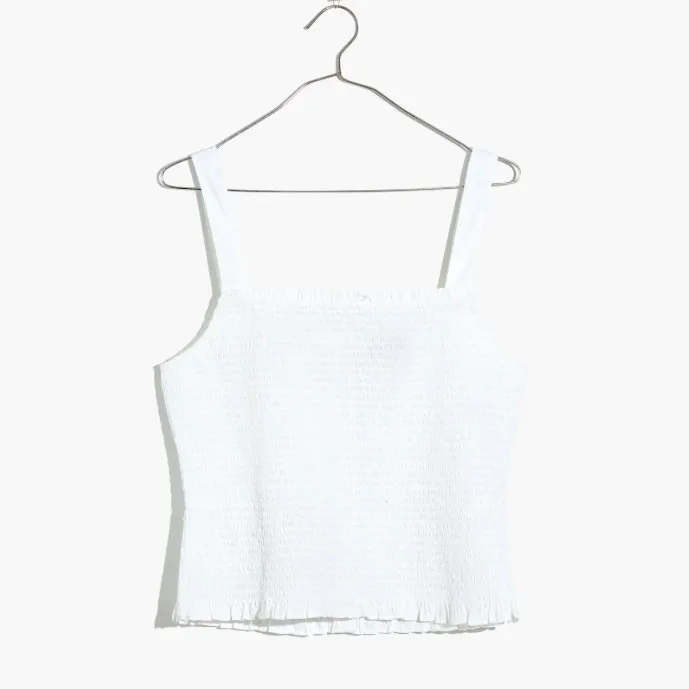 NWT Madewell Lucie Smocked Tank Top: Eyelet White, Size Large - Image 5
