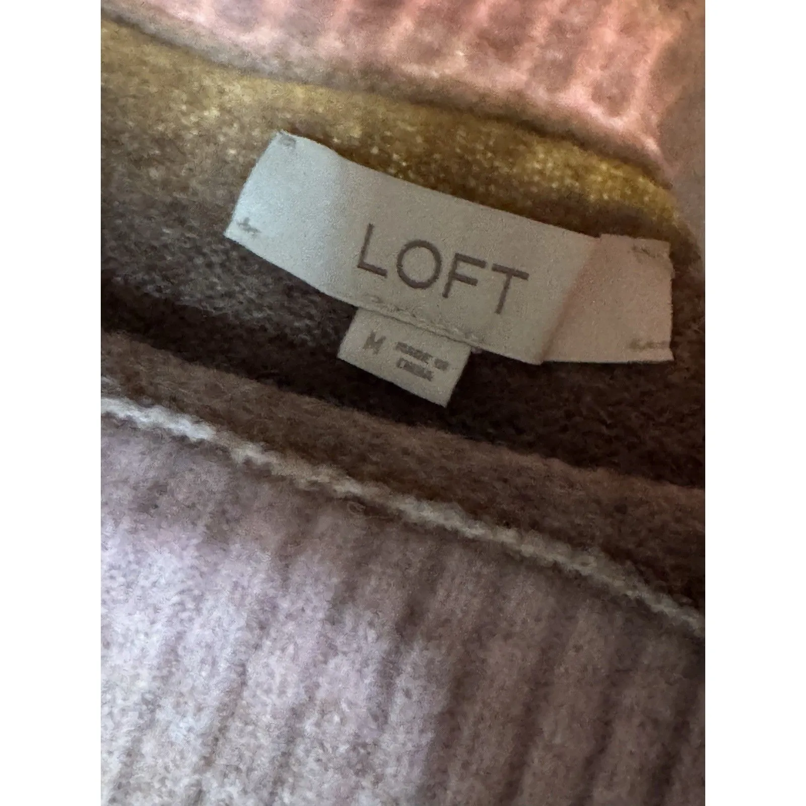 Loft Ombre Turtleneck Poncho Stripe Pullover Knit Oversize Sweater Medium Cozy - Image 6