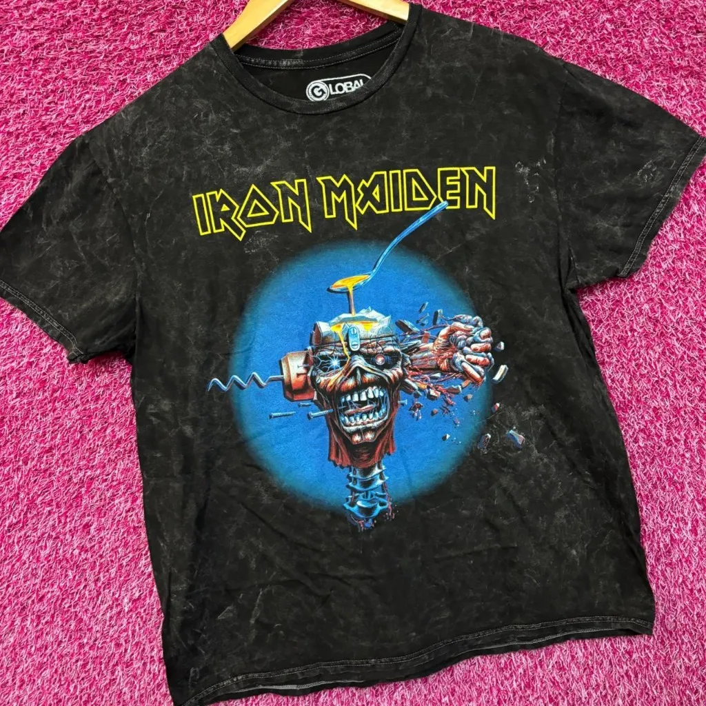 Iron Maiden Can I Play WIth Madness Mineral wash rock Tshirt size Small  - Image 3