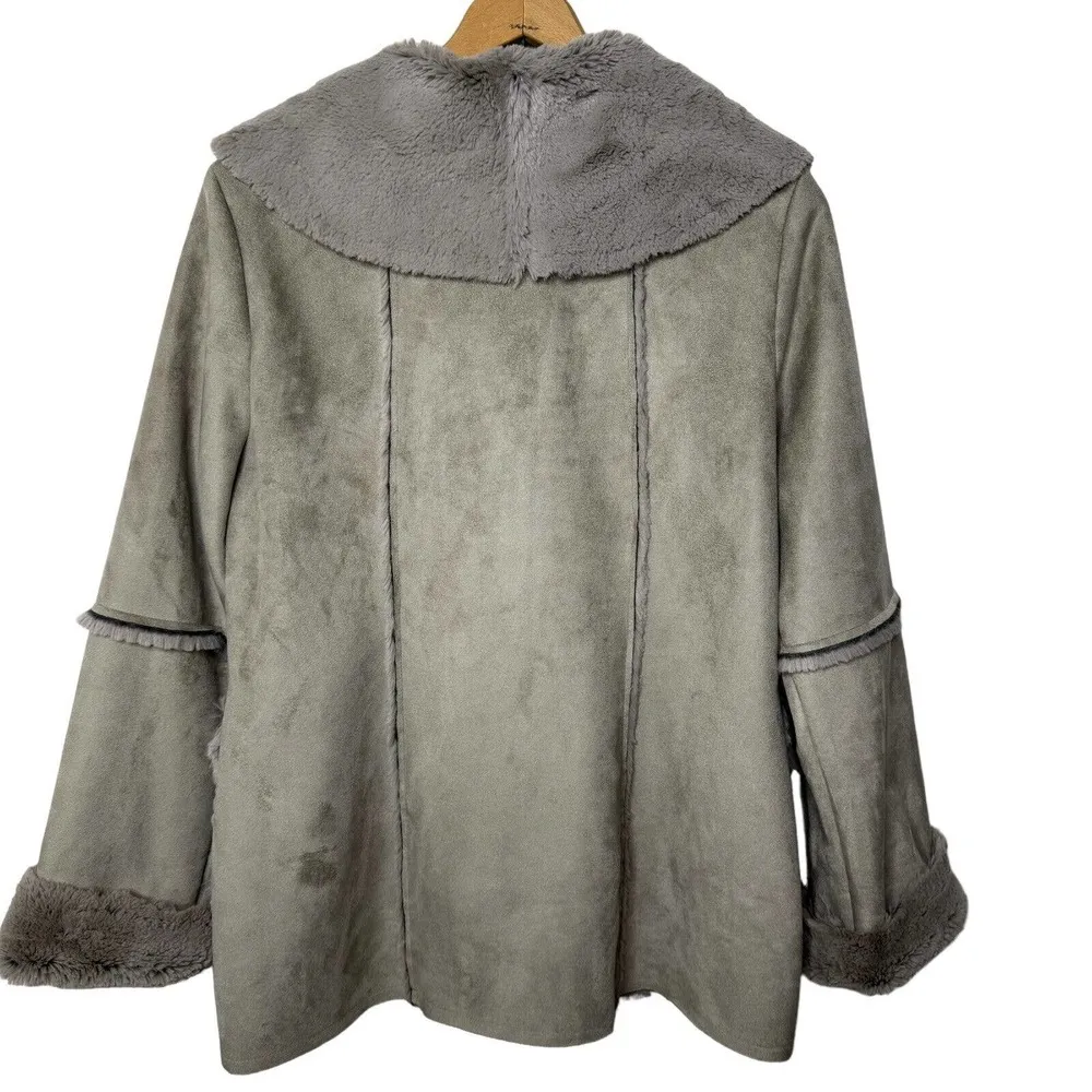 NEW Pendleton Diana Faux Shearling Gray Coat Mid Length Warm Womens XL - Image 4