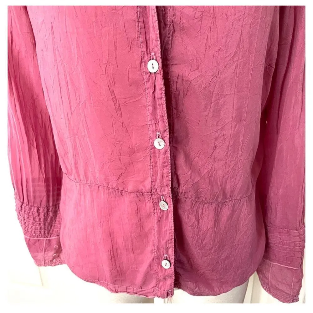 Johnny Was Collection pink rayon embroidered blouse - Image 4