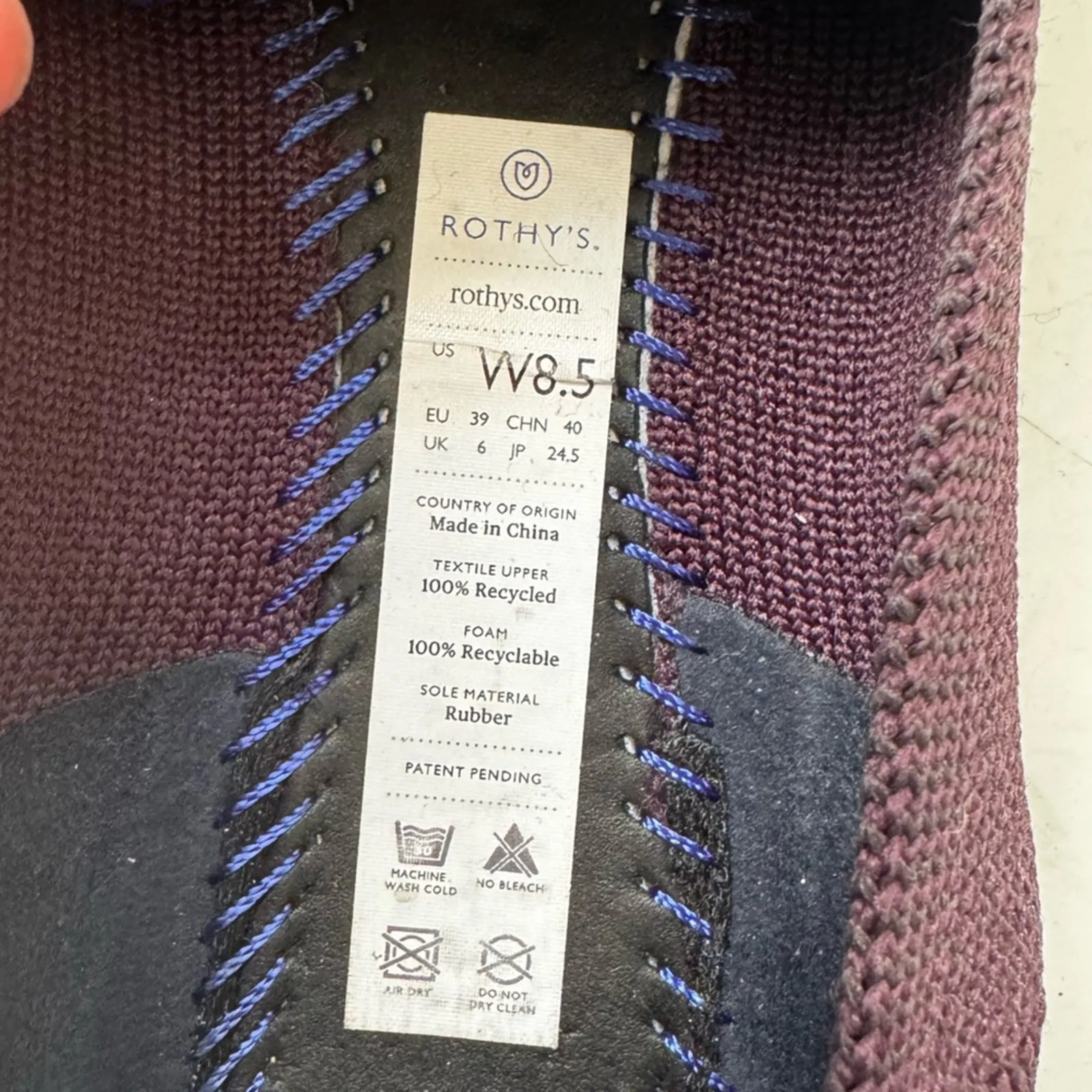 Rothy's Pointed Toe Ballet Flats Port Wine Purple Size 8.5 - Image 5