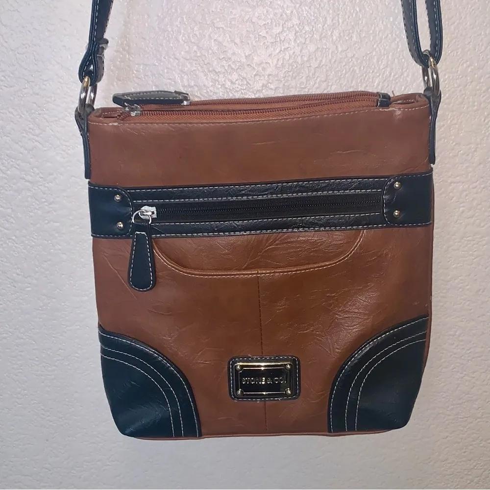Stone & Co brown faux leather casual crossbody handbag - Image 2
