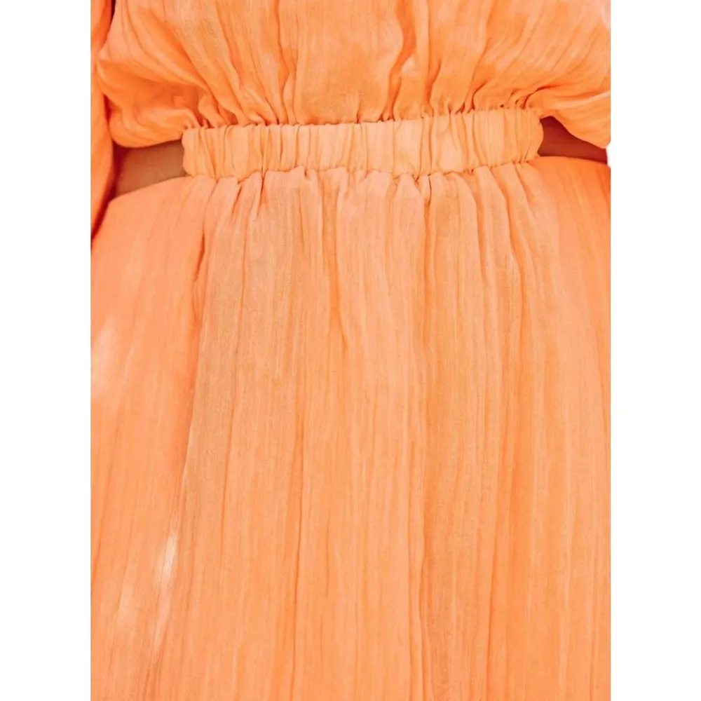VICI |Orange Kaiga Backless Plisse Dress | Small - Image 3