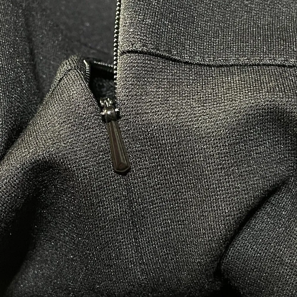 Thalian Pencil Skirt Tiered Business Wear Solid Black Capsule Wardrobe Size 4 - Image 4