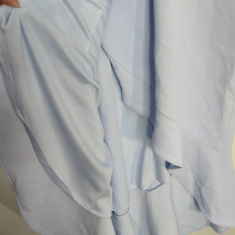 Xscape‎ Womens Dress Midi Strapless Ruffle Hi-Lo A-Line Bustier Crepe Blue 14 - Image 10