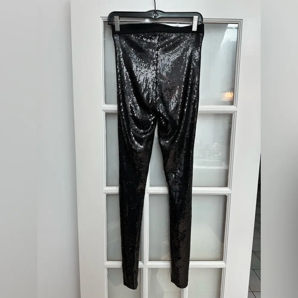 Vintage Avenue Montaigne Glamorous Black Sequin Cassis Leggings Size 4 Small S - Image 11