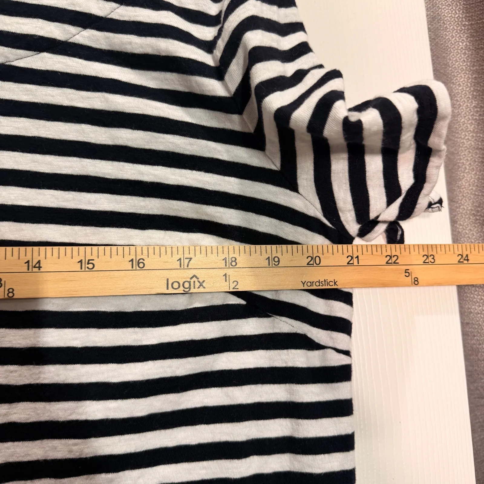 Talbots Navy White Striped T Shirt Dress Short Sleeve Tie Cuff XL nautical - Image 6