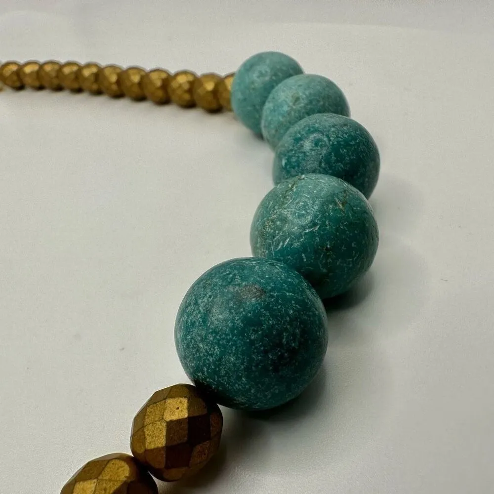 Blue gold tone and faux pearl long necklace - Image 8
