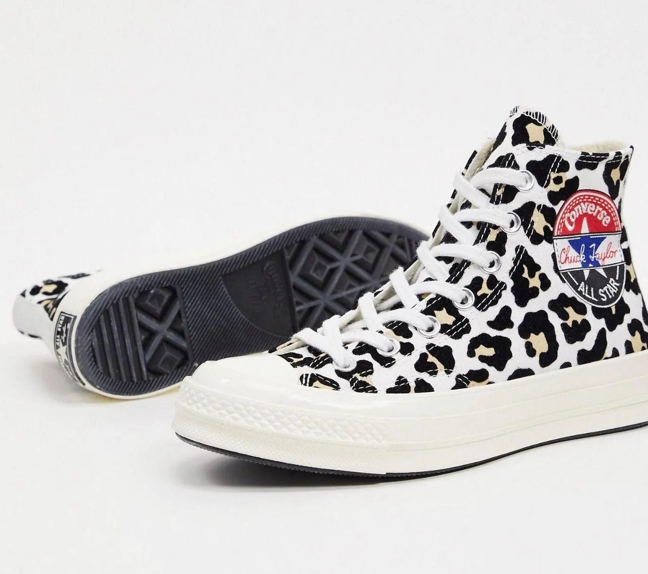 Converse Chuck 70’ Hi Flocked Leopard Print Sneakers - Image 9