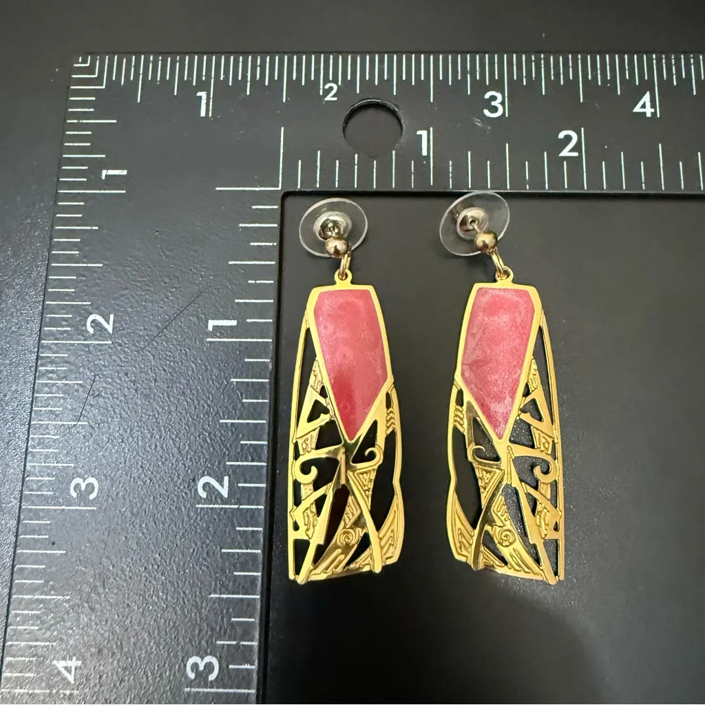 Vintage EDGAR BEREBI Art Nouveau Pink Enamel Gold - Image 9