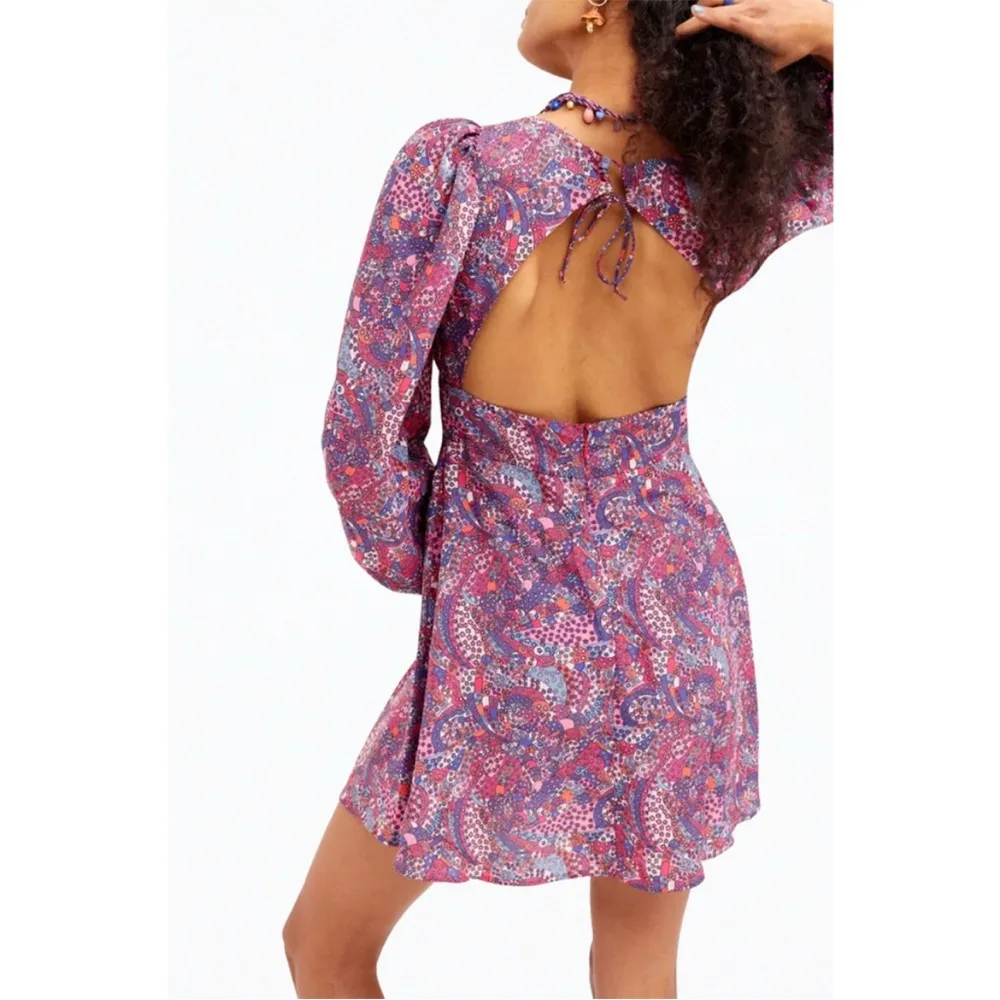 FOR LOVE & LEMONS nwt Tonya mini long sleeve open back dress xs/s fit Pink - Image 4