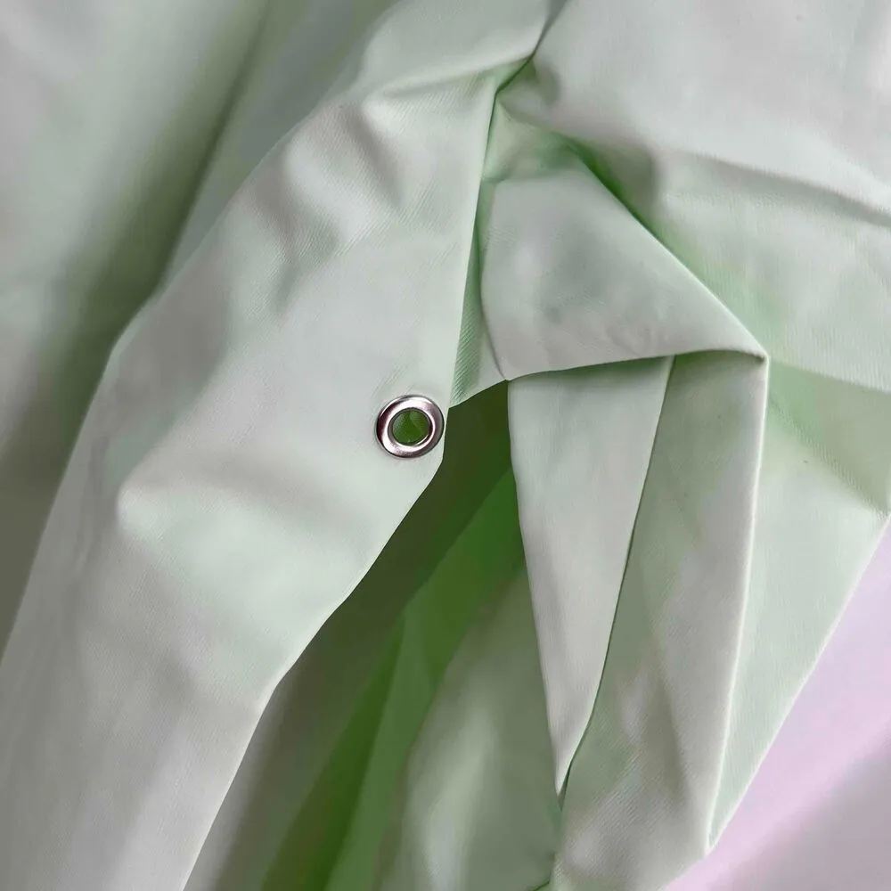 RAINS Mineral Green Long Jacket Hooded Snap Closure Waterproof Women's XS New - Image 3