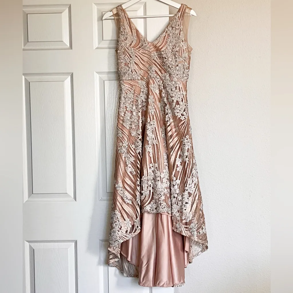 Belle Badgley Mischka Ava Embellished Sequin Lace High Low Dress - Image 3