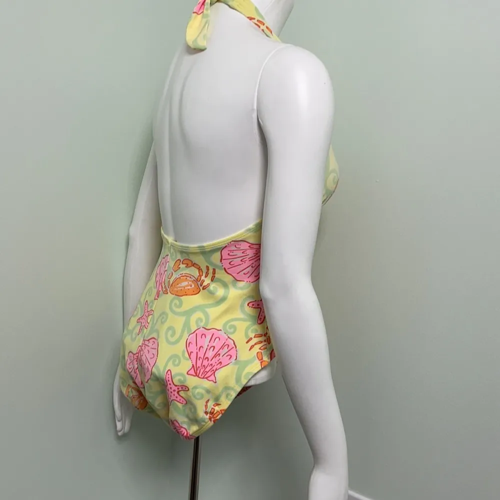 Lilly Pulitzer Sunrise Sandbar one piece yellow halter swimsuit - Image 4
