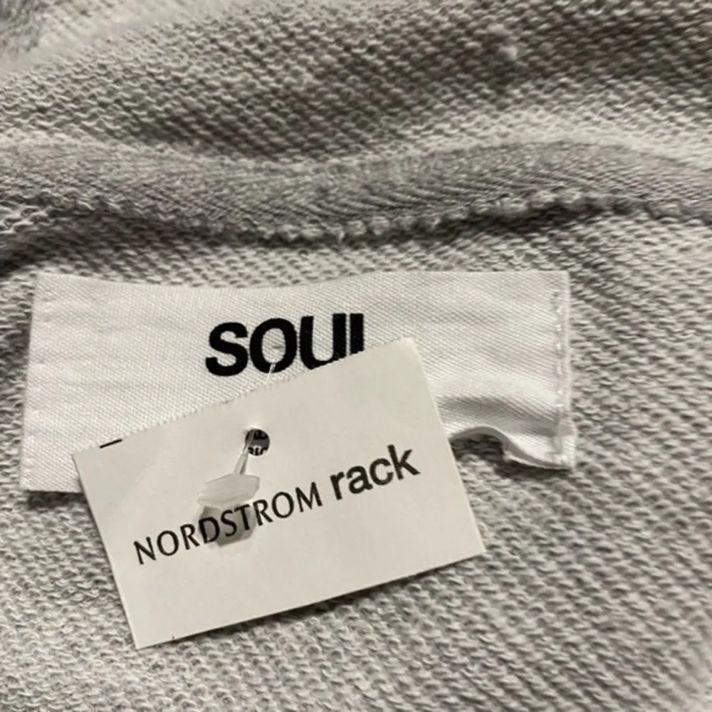 Soul Cycle Rainbow Stripe Heather Gray Long Sleeve Pullover Hoodie XS NWT - Image 5