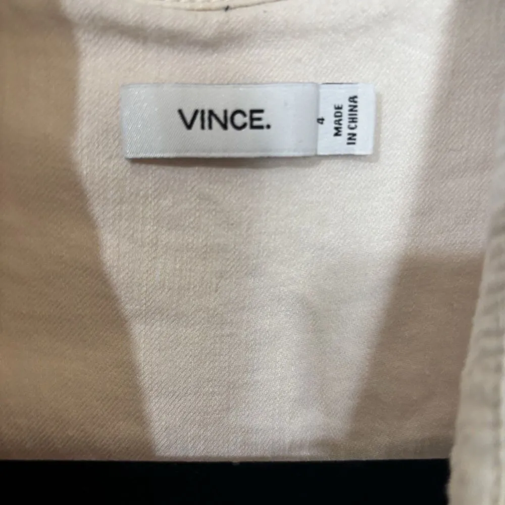 VINCE Wide Leg Cropped Jumpsuit Womens 4 Ivory Linen Blend Sleeveless Collared - Image 6