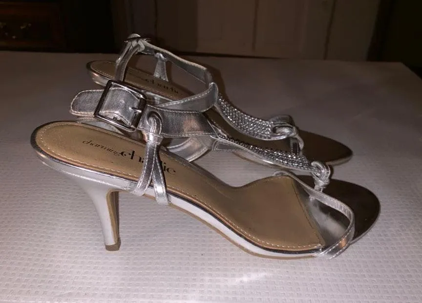 Silver Heels With Faux Crystals - Image 2
