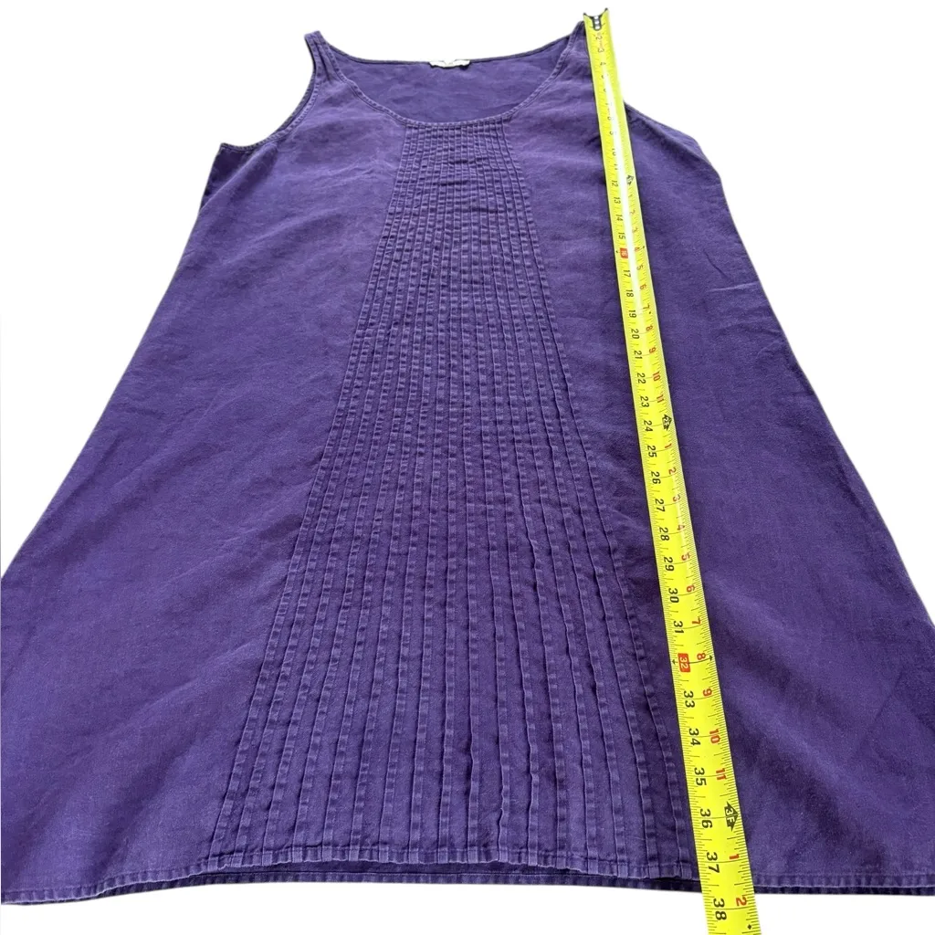 Eileen Fisher Sleeveless Pintucked Dress Organic Linen Womens Size Large - Image 8