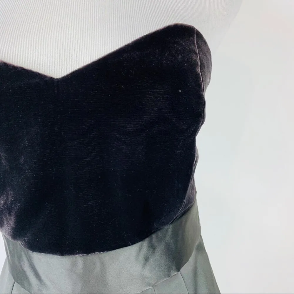 Theory Brown Velvet Satin Strapless Bubble Hem Sz 6 - Image 3