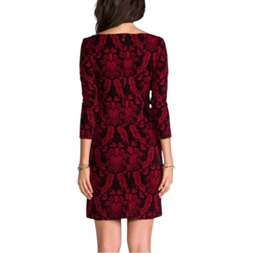 BB Dakota Corbin Long Sleeve Tapestry Knit Dress In Oxblood - Image 3
