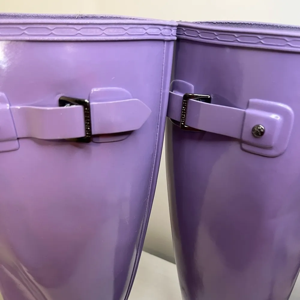 Hunter Refined Tall Gloss Lilac/ Lavender Boots US 8 - Image 9