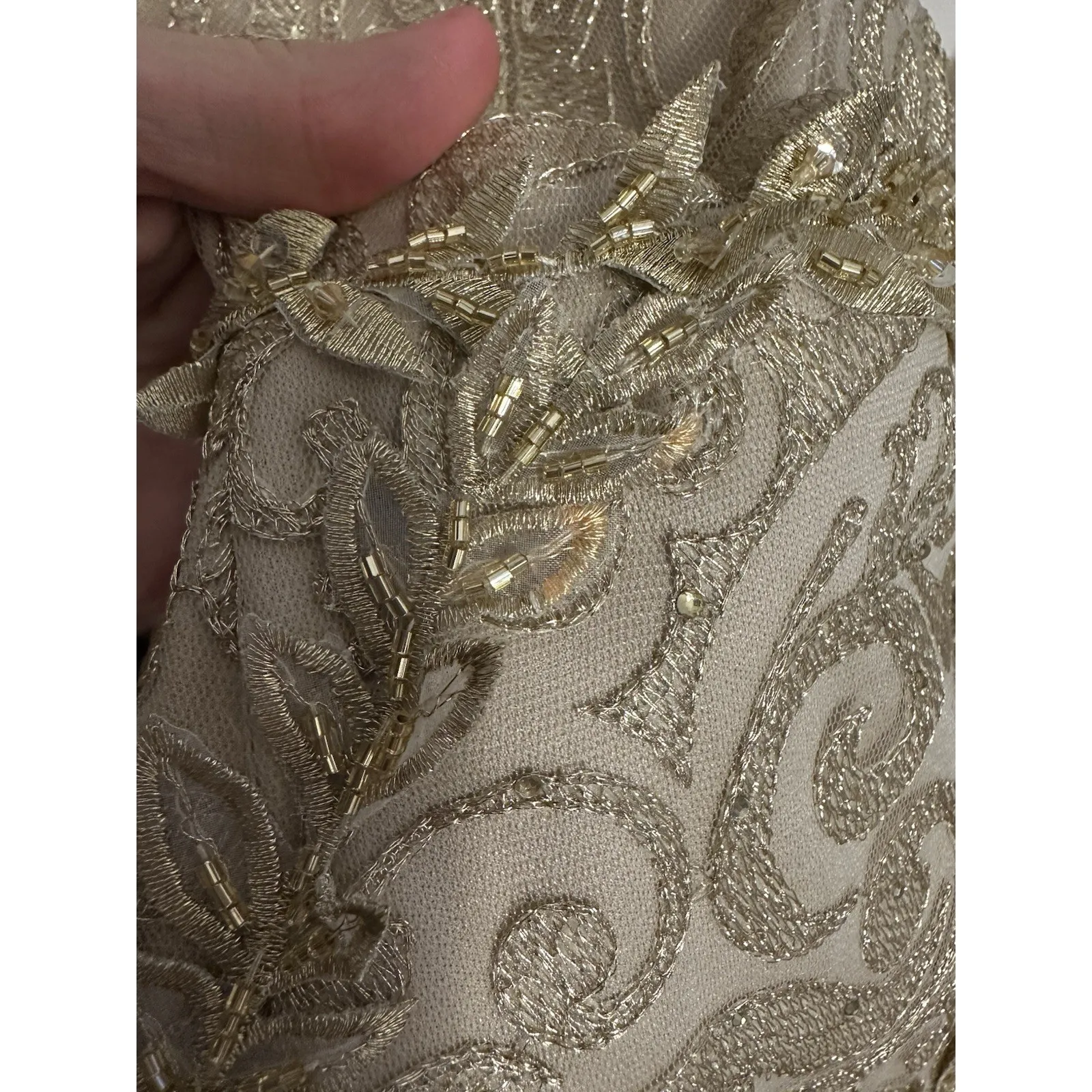 Mac Duggal 11187 Sz 6 Gold Embroidered Lace Appliqué Trumpet FLAW NWD - Image 8