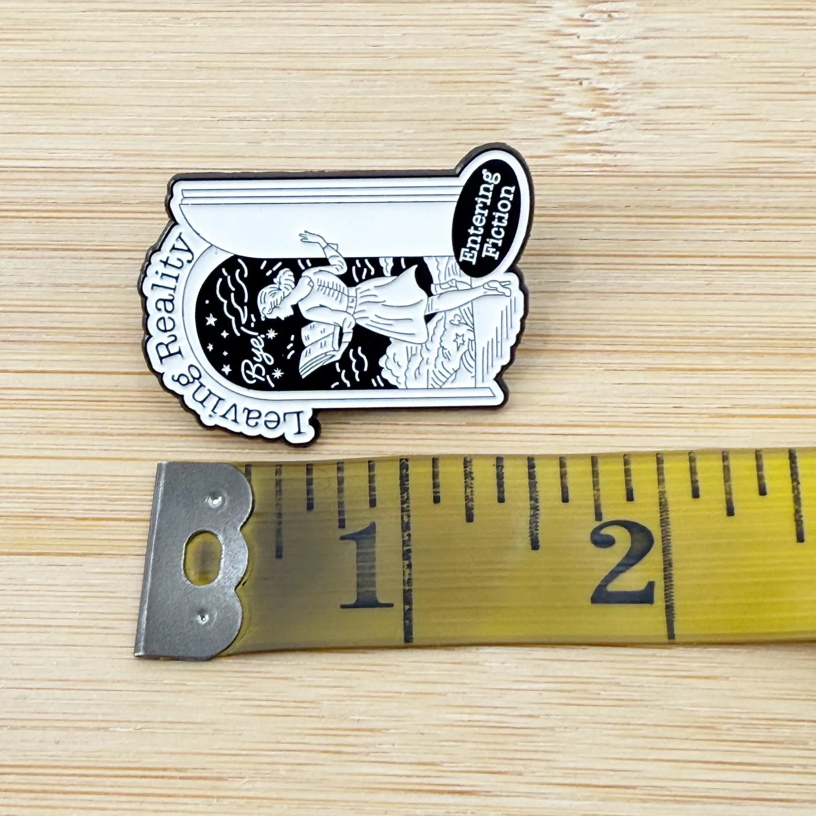 Leaving Reality Entering Fiction Enamel Pin, Bookish Enamel Pin, Bookish Gift White - Image 3