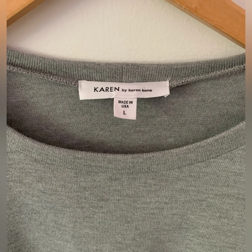 Karen by Karen Kane Gray Black Asymmetrical Minimalist Light Sweater Top Size L - Image 5