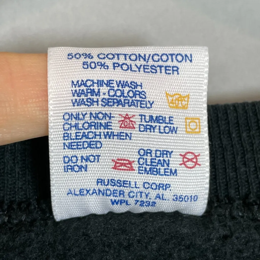 Vintage Sweatshirt Floral Applique DIY Size‎ Large Women Unisex Twee 90s Jerzees Black - Image 15