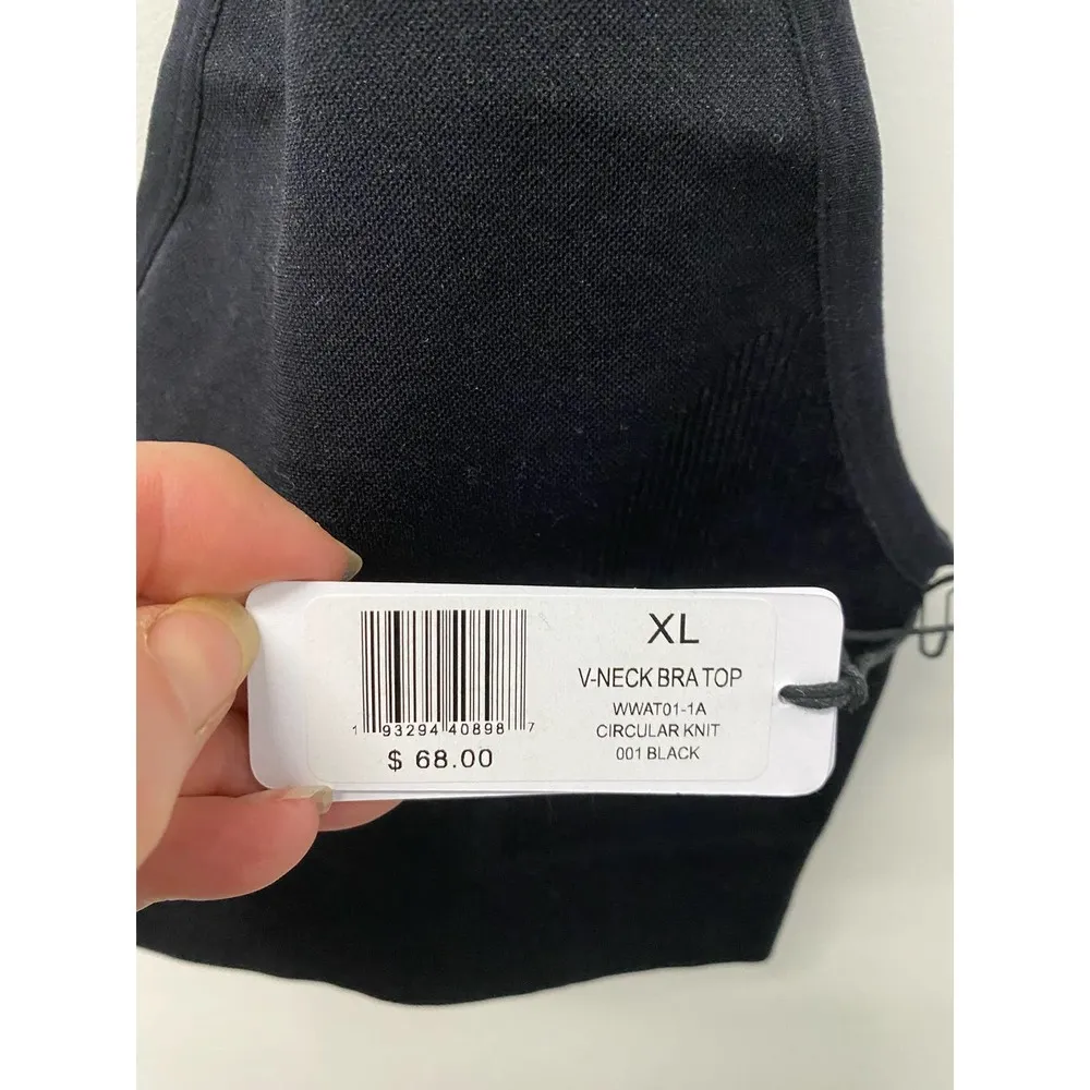 NWT We Wore What V-Neck Bra Top XL Black Unpadded Wireless Ribbed Casual Modern - Image 4