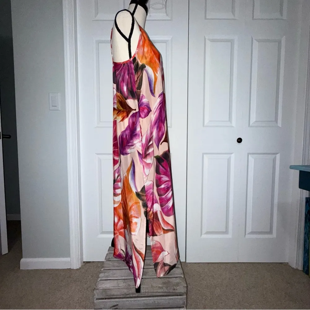 NWT Karen Kane tropical‎ Dress Soft Silky Cupro Breathable M Summer Cruise wear - Image 3