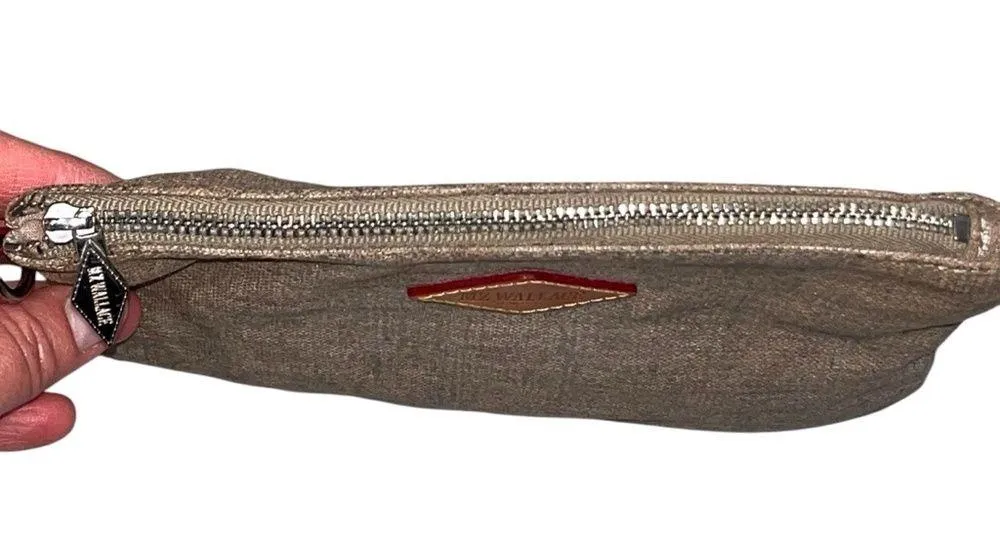 MZ Wallace Metallic Silver Coated Canvas Small Metro Pouch Wallet Clutch Bag - Image 5