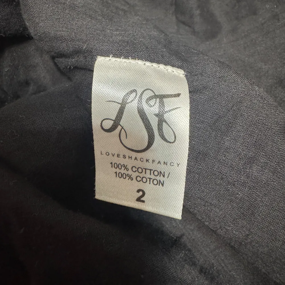 Love Shack Fancy Black 100% Cotton One Shoulder Ruffle Dress sz 2 Mexican Fiesta - Image 7