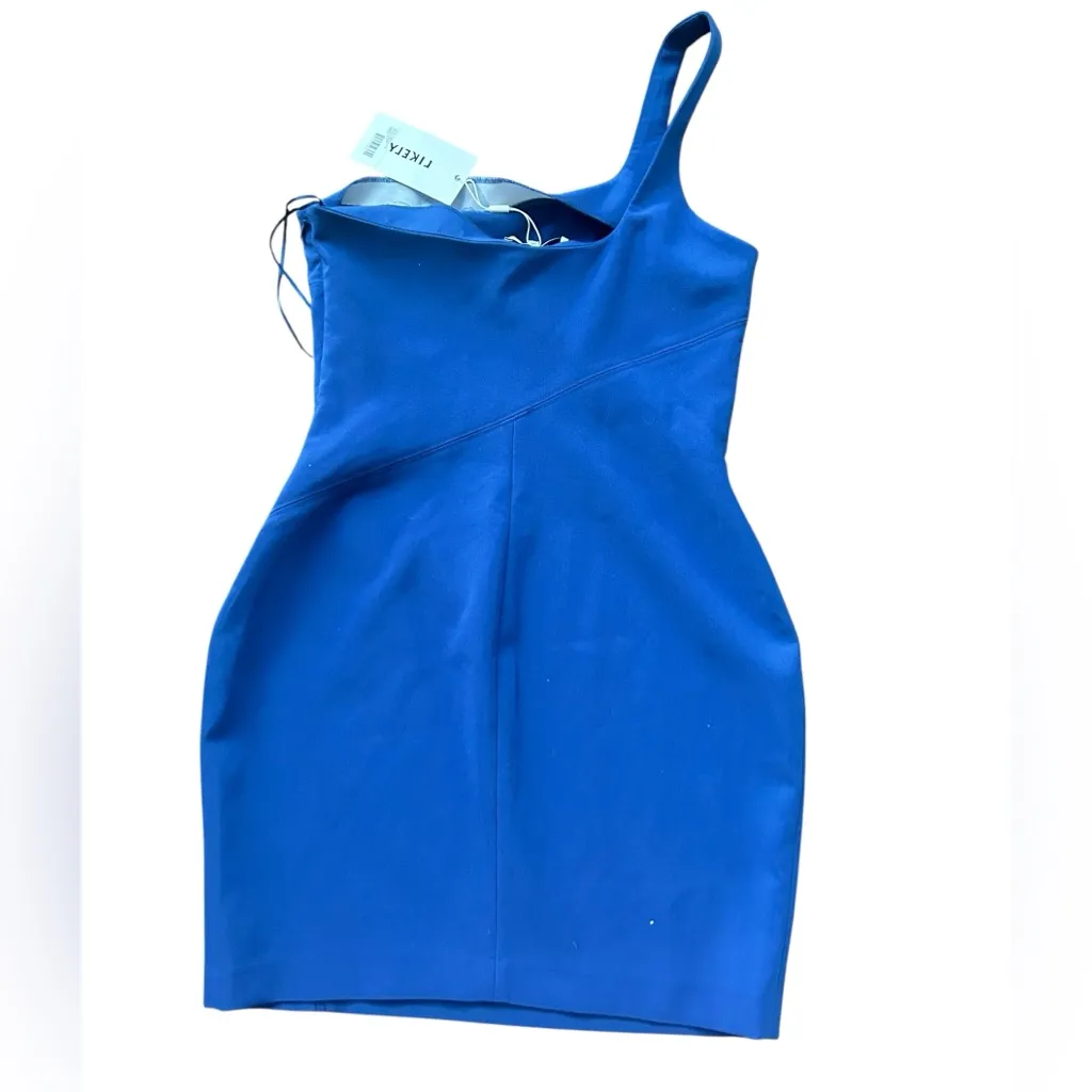 Revolve LIKELY Maisey Dress Bodycon One Shoulder Mini Blue Size 8 New with tags - Image 8