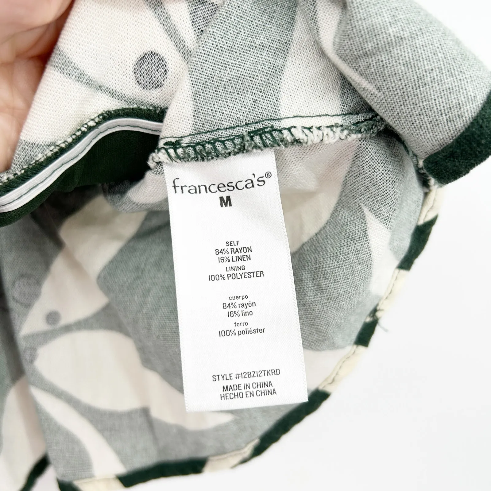 Francescas Mi Ami Nina Linen Blend Twist Front Tropical Floral Peplum‎ Blouse M Green Size M - Image 7