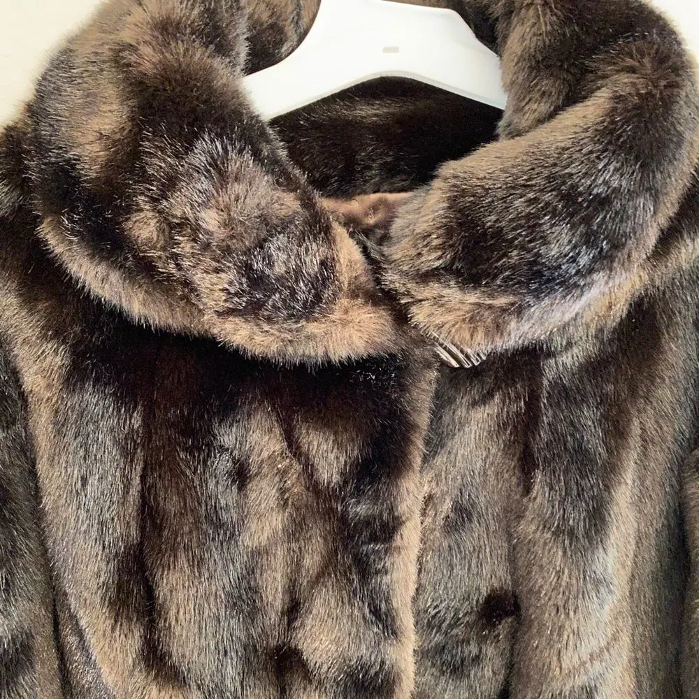 Vintage Grandella II Faux Fur Coat‎ Brown Size L - Image 7