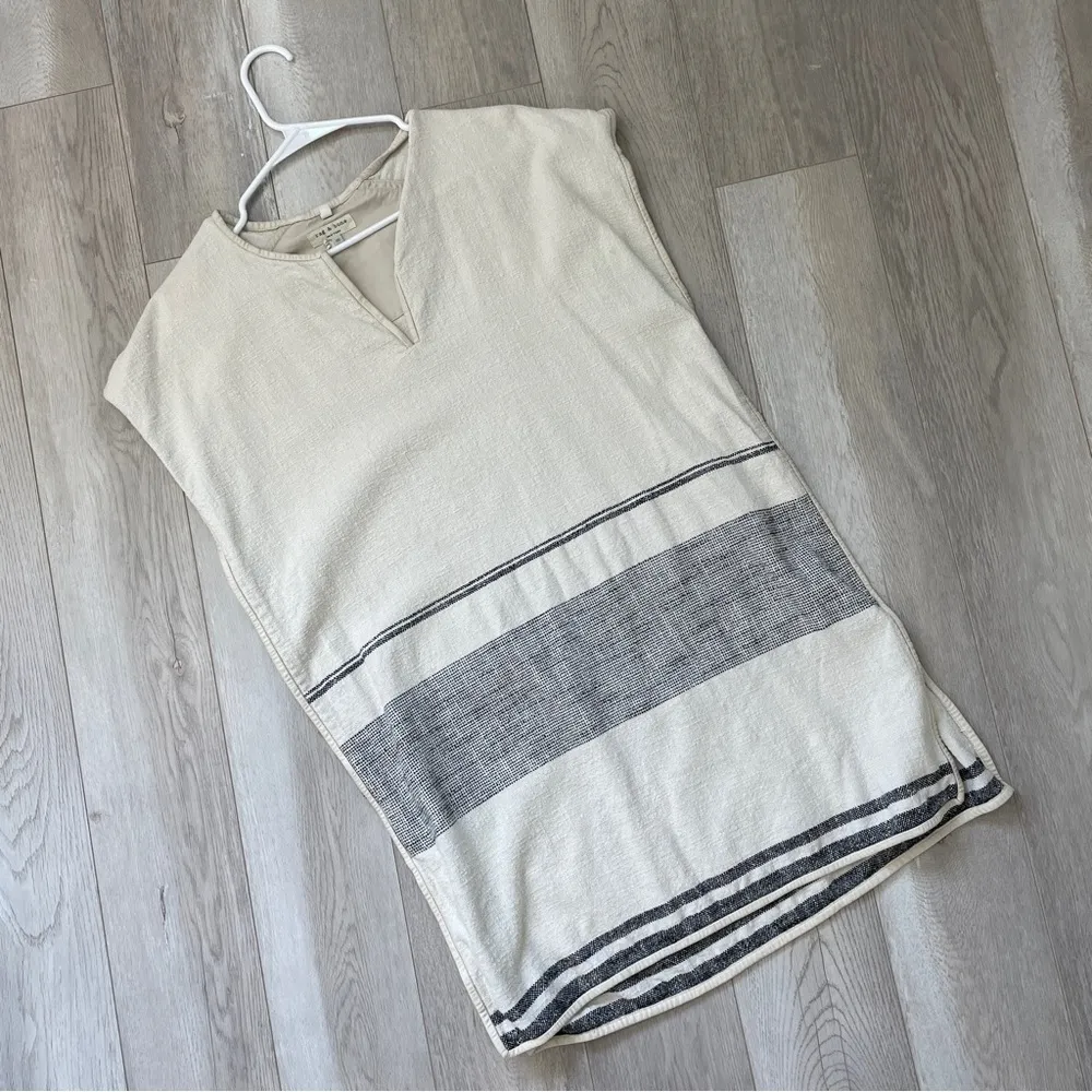 rag & bone Dress elsa tunic shift leather trim Cream (xsmall) minimalist coastal - Image 9