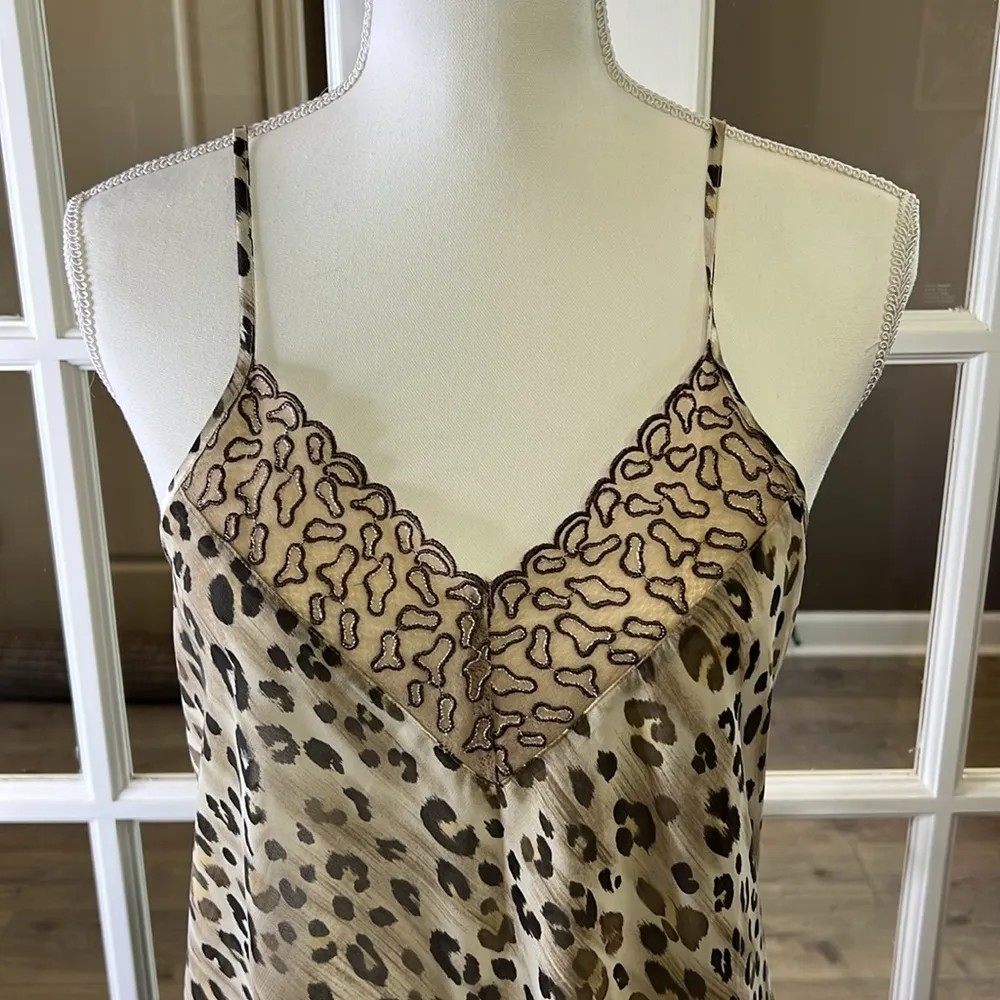 CINEMA ETOILE Leopard Print & Lace Sheer Chemise Lingerie Size Medium - Image 2